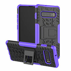 Custodia Silicone e Plastica Opaca Cover con Supporto R03 per Samsung Galaxy S10 Plus Viola