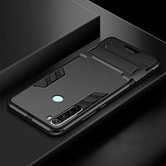 Custodia Silicone e Plastica Opaca Cover con Supporto R03 per Xiaomi Redmi Note 8 (2021) Nero
