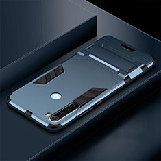 Custodia Silicone e Plastica Opaca Cover con Supporto R03 per Xiaomi Redmi Note 8T Blu