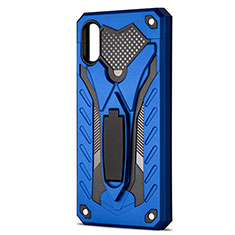 Custodia Silicone e Plastica Opaca Cover con Supporto R04 per Xiaomi Redmi 9AT Blu