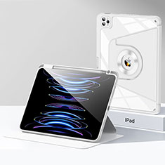 Custodia Silicone e Plastica Opaca Cover con Supporto S01 per Apple iPad Pro 12.9 (2020) Bianco