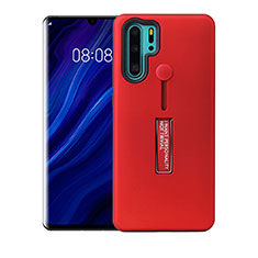 Custodia Silicone e Plastica Opaca Cover con Supporto T01 per Huawei P30 Pro New Edition Rosso