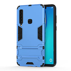 Custodia Silicone e Plastica Opaca Cover con Supporto T01 per Samsung Galaxy A9 (2018) A920 Cielo Blu