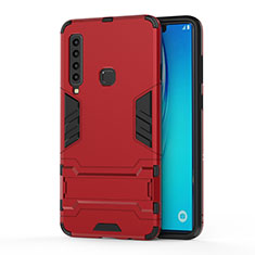 Custodia Silicone e Plastica Opaca Cover con Supporto T01 per Samsung Galaxy A9 (2018) A920 Rosso