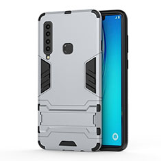 Custodia Silicone e Plastica Opaca Cover con Supporto T01 per Samsung Galaxy A9s Argento