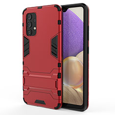 Custodia Silicone e Plastica Opaca Cover con Supporto T01 per Samsung Galaxy M32 5G Rosso