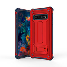 Custodia Silicone e Plastica Opaca Cover con Supporto T01 per Samsung Galaxy S10 Multicolore