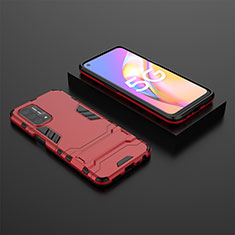 Custodia Silicone e Plastica Opaca Cover con Supporto T02 per OnePlus Nord N200 5G Rosso