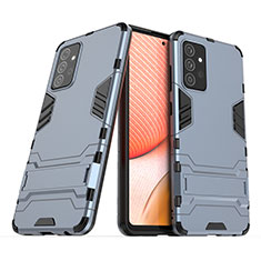 Custodia Silicone e Plastica Opaca Cover con Supporto T02 per Samsung Galaxy A72 4G Blu