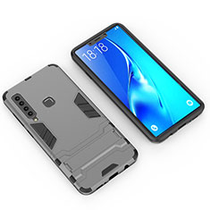 Custodia Silicone e Plastica Opaca Cover con Supporto T02 per Samsung Galaxy A9 (2018) A920 Grigio