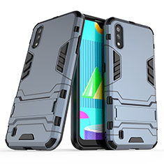 Custodia Silicone e Plastica Opaca Cover con Supporto T02 per Samsung Galaxy M01 Blu