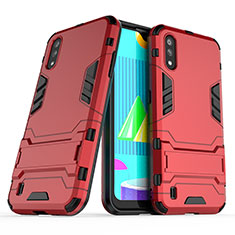 Custodia Silicone e Plastica Opaca Cover con Supporto T02 per Samsung Galaxy M01 Rosso