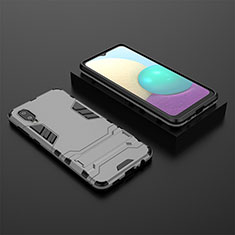 Custodia Silicone e Plastica Opaca Cover con Supporto T02 per Samsung Galaxy M02 Grigio