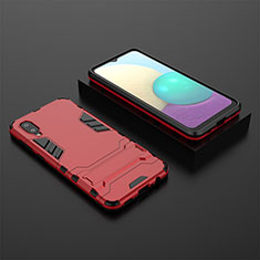 Custodia Silicone e Plastica Opaca Cover con Supporto T02 per Samsung Galaxy M02 Rosso