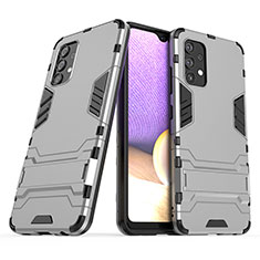 Custodia Silicone e Plastica Opaca Cover con Supporto T02 per Samsung Galaxy M32 5G Grigio