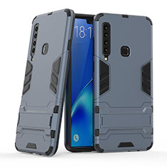 Custodia Silicone e Plastica Opaca Cover con Supporto T03 per Samsung Galaxy A9 (2018) A920 Blu