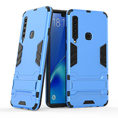 Custodia Silicone e Plastica Opaca Cover con Supporto T03 per Samsung Galaxy A9 (2018) A920 Cielo Blu