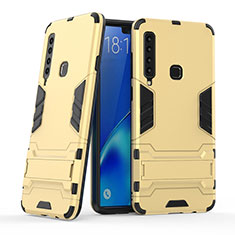 Custodia Silicone e Plastica Opaca Cover con Supporto T03 per Samsung Galaxy A9 (2018) A920 Oro