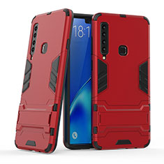 Custodia Silicone e Plastica Opaca Cover con Supporto T03 per Samsung Galaxy A9 (2018) A920 Rosso
