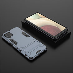 Custodia Silicone e Plastica Opaca Cover con Supporto T04 per Samsung Galaxy A12 Nacho Blu