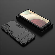 Custodia Silicone e Plastica Opaca Cover con Supporto T04 per Samsung Galaxy A12 Nacho Nero