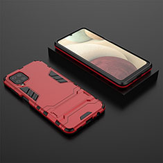 Custodia Silicone e Plastica Opaca Cover con Supporto T04 per Samsung Galaxy A12 Nacho Rosso