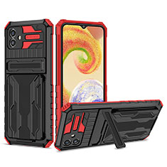 Custodia Silicone e Plastica Opaca Cover con Supporto YF1 per Samsung Galaxy A04E Rosso