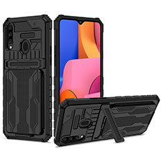 Custodia Silicone e Plastica Opaca Cover con Supporto YF1 per Samsung Galaxy A20s Nero