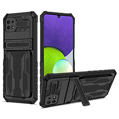 Custodia Silicone e Plastica Opaca Cover con Supporto YF1 per Samsung Galaxy A22 5G Nero
