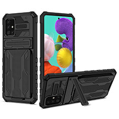 Custodia Silicone e Plastica Opaca Cover con Supporto YF1 per Samsung Galaxy A31 Nero