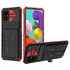 Custodia Silicone e Plastica Opaca Cover con Supporto YF1 per Samsung Galaxy A31 Rosso