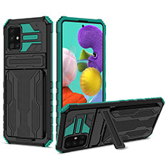 Custodia Silicone e Plastica Opaca Cover con Supporto YF1 per Samsung Galaxy A31 Verde