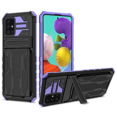 Custodia Silicone e Plastica Opaca Cover con Supporto YF1 per Samsung Galaxy A31 Viola