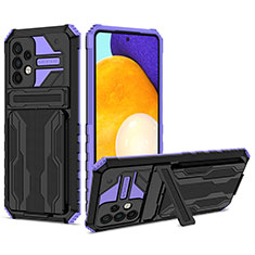 Custodia Silicone e Plastica Opaca Cover con Supporto YF1 per Samsung Galaxy A52 5G Viola