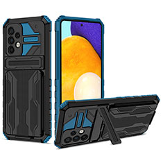 Custodia Silicone e Plastica Opaca Cover con Supporto YF1 per Samsung Galaxy A72 5G Blu