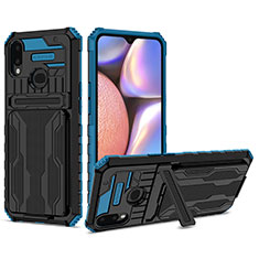 Custodia Silicone e Plastica Opaca Cover con Supporto YF1 per Samsung Galaxy M01s Blu