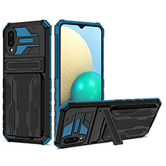 Custodia Silicone e Plastica Opaca Cover con Supporto YF1 per Samsung Galaxy M02 Blu