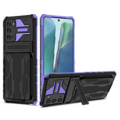 Custodia Silicone e Plastica Opaca Cover con Supporto YF1 per Samsung Galaxy Note 20 5G Viola