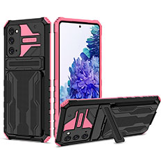 Custodia Silicone e Plastica Opaca Cover con Supporto YF1 per Samsung Galaxy S20 FE (2022) 5G Rosa Caldo