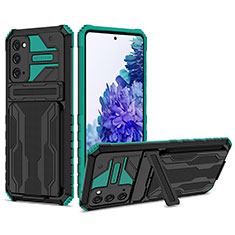 Custodia Silicone e Plastica Opaca Cover con Supporto YF1 per Samsung Galaxy S20 FE (2022) 5G Verde