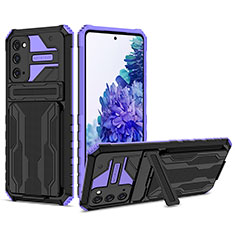 Custodia Silicone e Plastica Opaca Cover con Supporto YF1 per Samsung Galaxy S20 Lite 5G Viola
