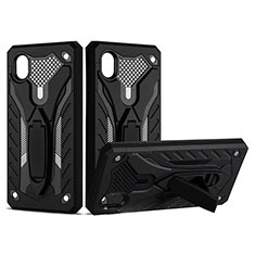 Custodia Silicone e Plastica Opaca Cover con Supporto YF2 per Samsung Galaxy A01 Core Nero