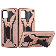 Custodia Silicone e Plastica Opaca Cover con Supporto YF2 per Samsung Galaxy A51 5G Oro Rosa