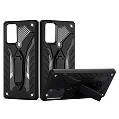 Custodia Silicone e Plastica Opaca Cover con Supporto YF2 per Samsung Galaxy Note 20 5G Nero