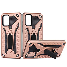 Custodia Silicone e Plastica Opaca Cover con Supporto YF2 per Samsung Galaxy S20 Plus Oro Rosa