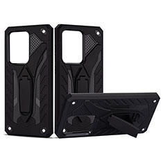 Custodia Silicone e Plastica Opaca Cover con Supporto YF2 per Samsung Galaxy S20 Ultra Nero