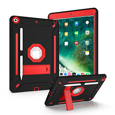 Custodia Silicone e Plastica Opaca Cover con Supporto YJ1 per Apple iPad 10.2 (2019) Rosso e Nero