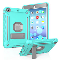 Custodia Silicone e Plastica Opaca Cover con Supporto YJ2 per Apple iPad Mini 2 Azzurro