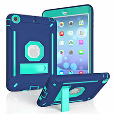 Custodia Silicone e Plastica Opaca Cover con Supporto YJ2 per Apple iPad Mini 3 Blu