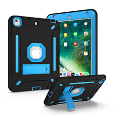 Custodia Silicone e Plastica Opaca Cover con Supporto YJ2 per Apple iPad Mini 4 Blu e Nero